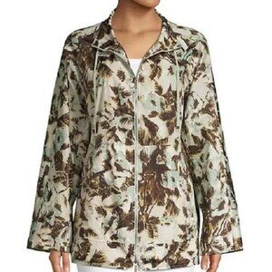 Lafayette 148 Lightweight Baylor Jacket Windbreaker Full-Zip Floral Women Size L